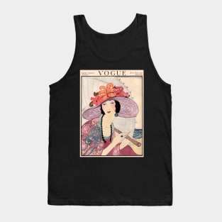 Vogue Vintage 1919 Beautiful Flapper With an Umbrella Print Tank Top